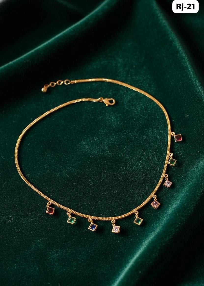 Celestial Multicolor Charm Necklace – Elegant Layered Gold Finish Pendant Chain