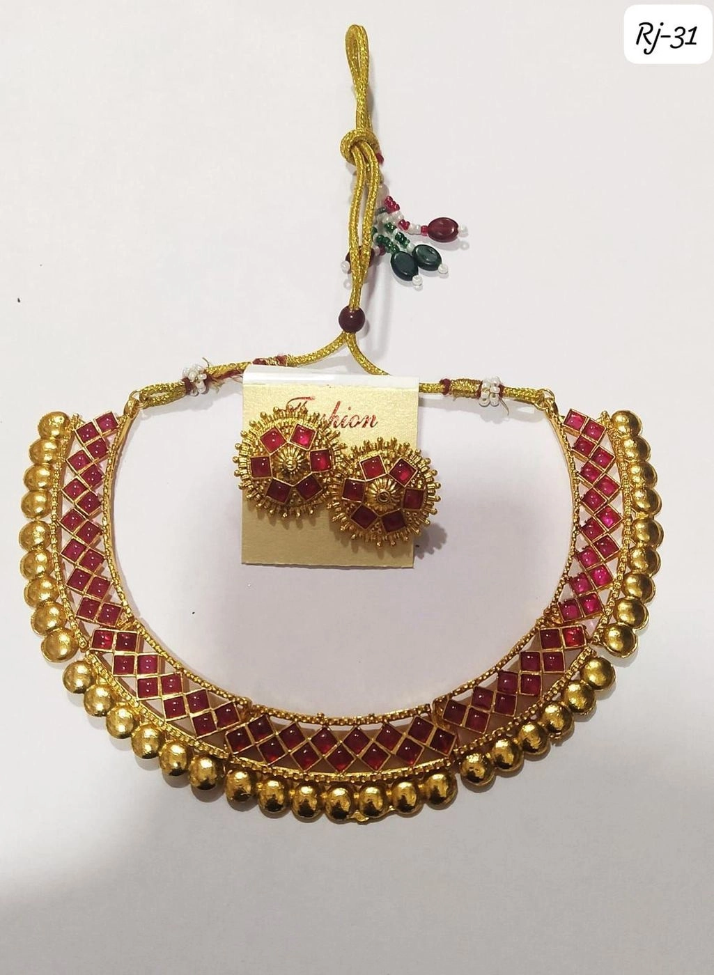 Royal Ruby Antique Choker Set – Traditional South Indian Gold Style Jewellery 2