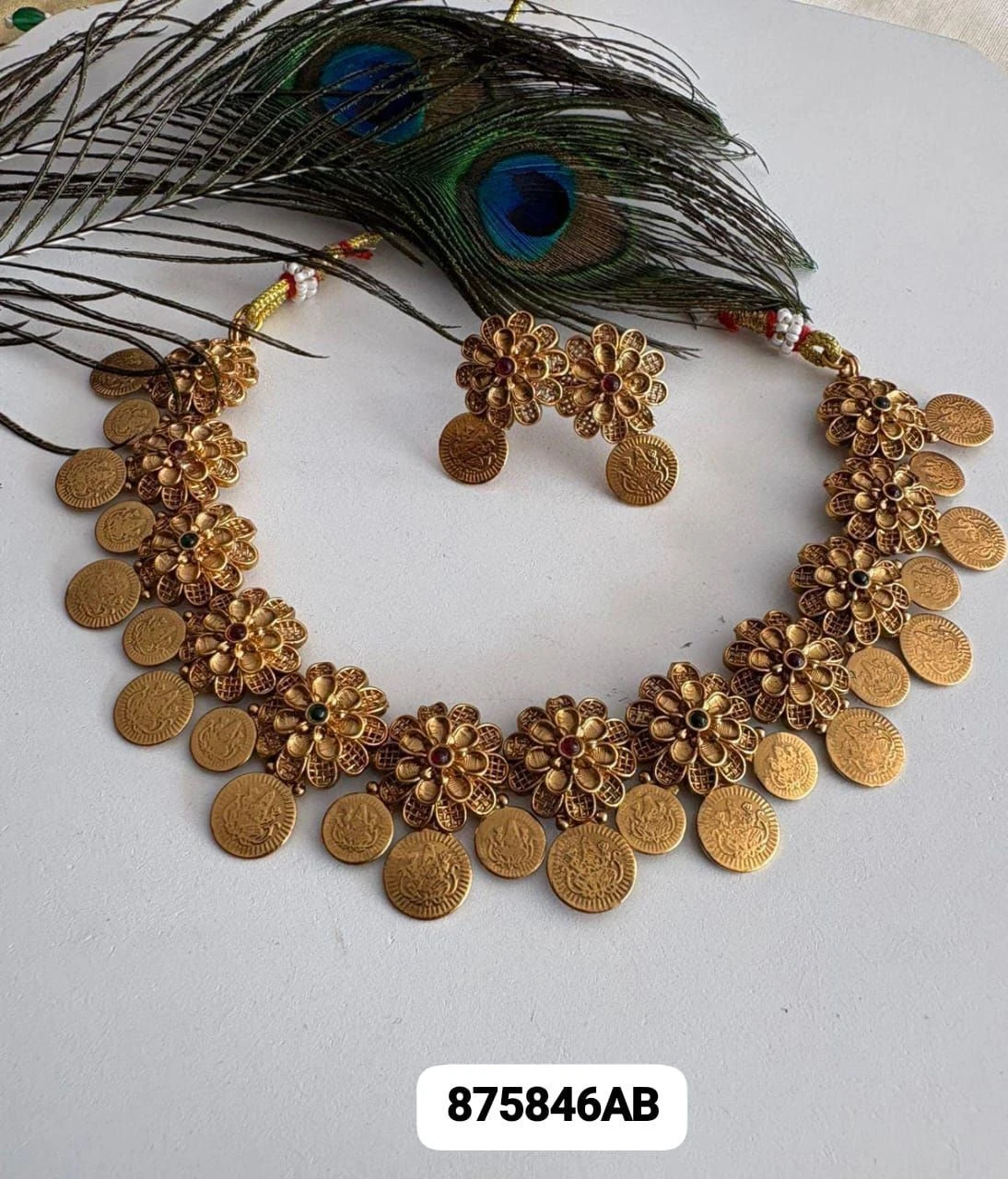 Antique Floral Coin Necklace