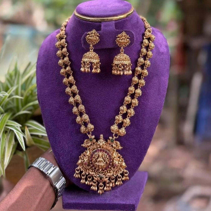 Royal Lakshmi Temple Haram Set | Premium South Indian Bridal Jewellery