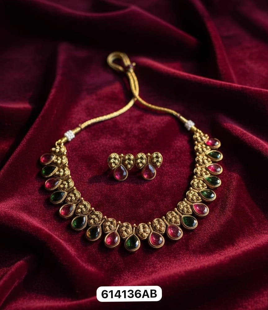 Royal Multicolor Stone Choker Necklace Set