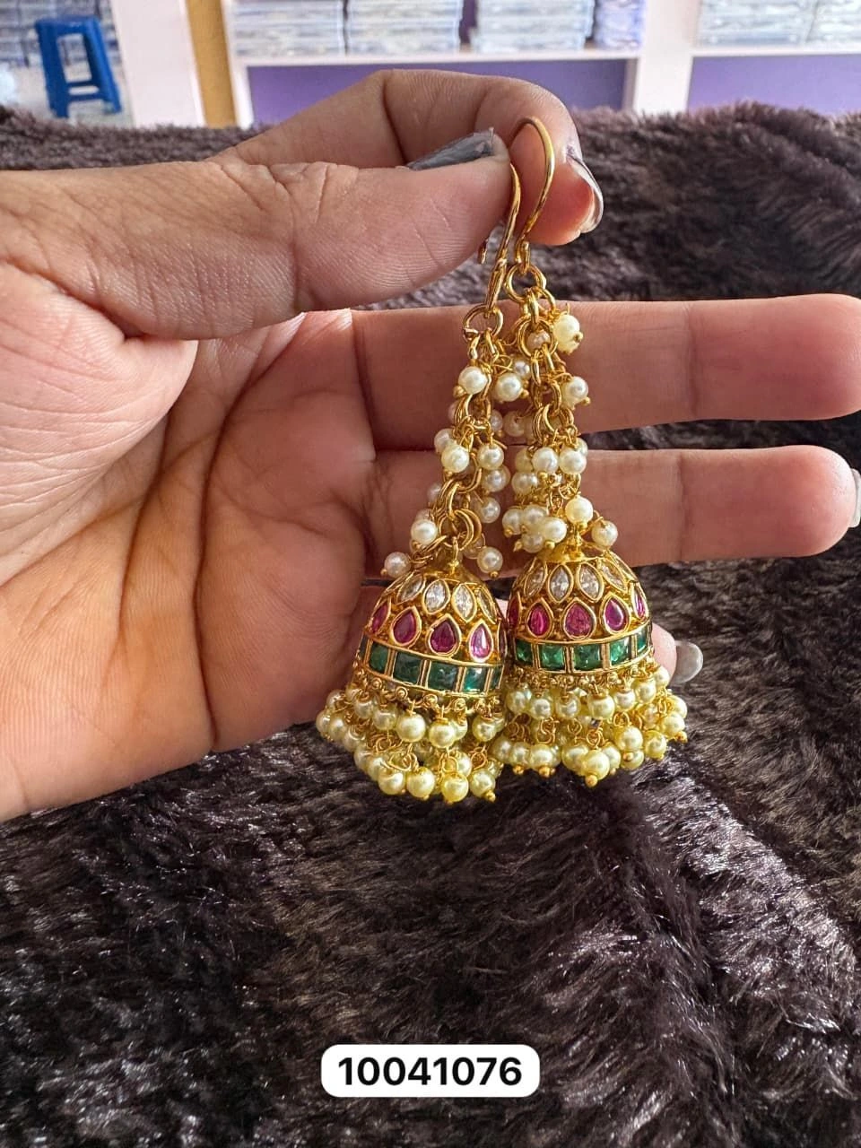 Royal Pearl Drop Jhumka Earrings