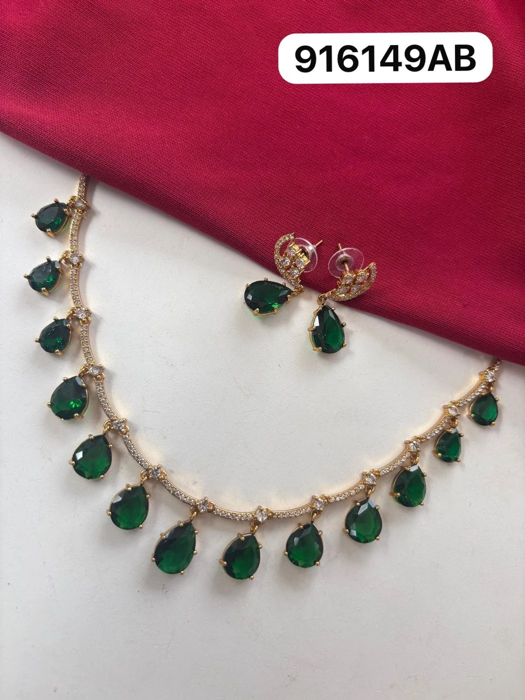 Royal Teardrop Stone Necklace Set