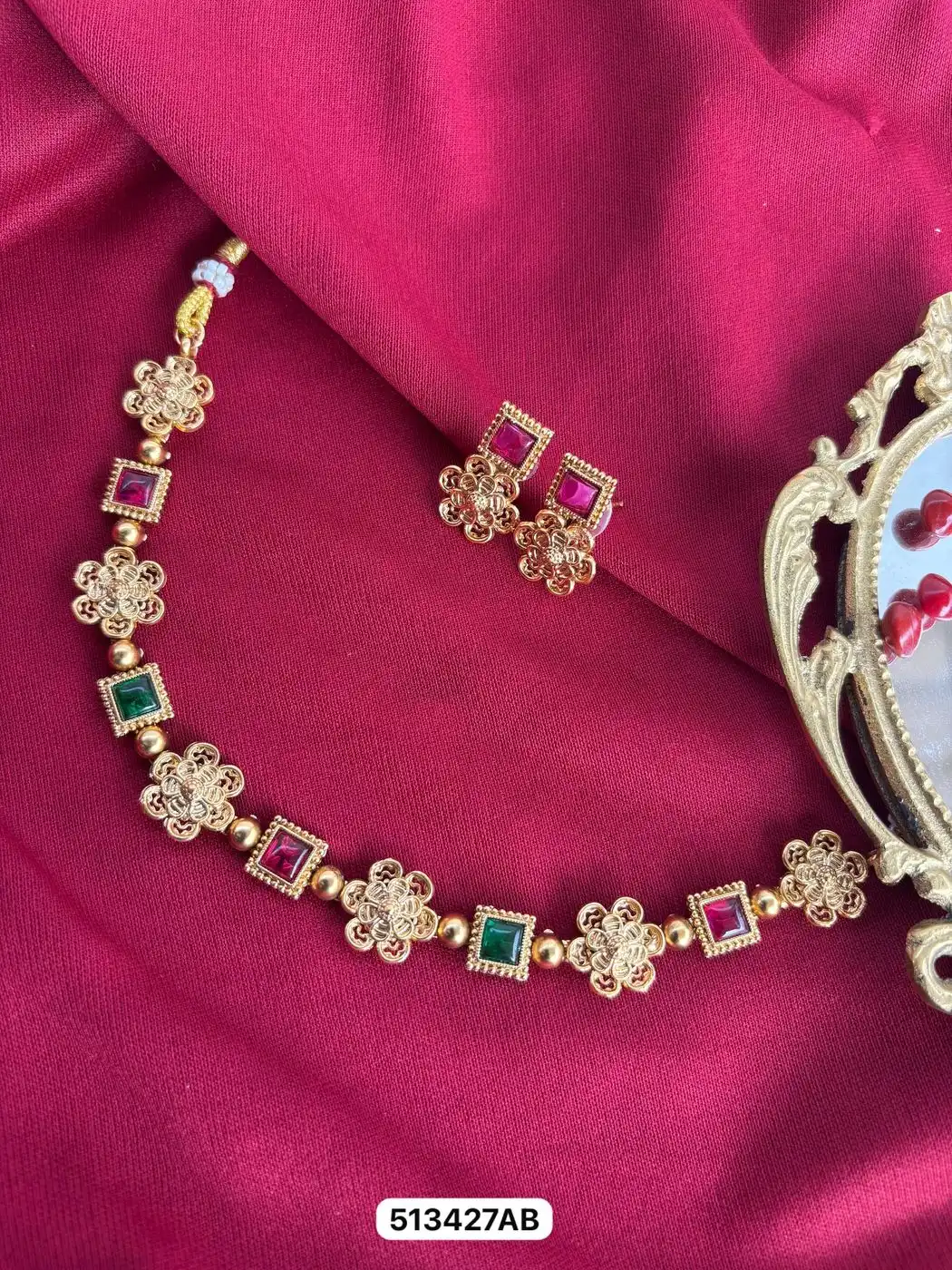 Vishu Special Dayza Floral Necklace Set