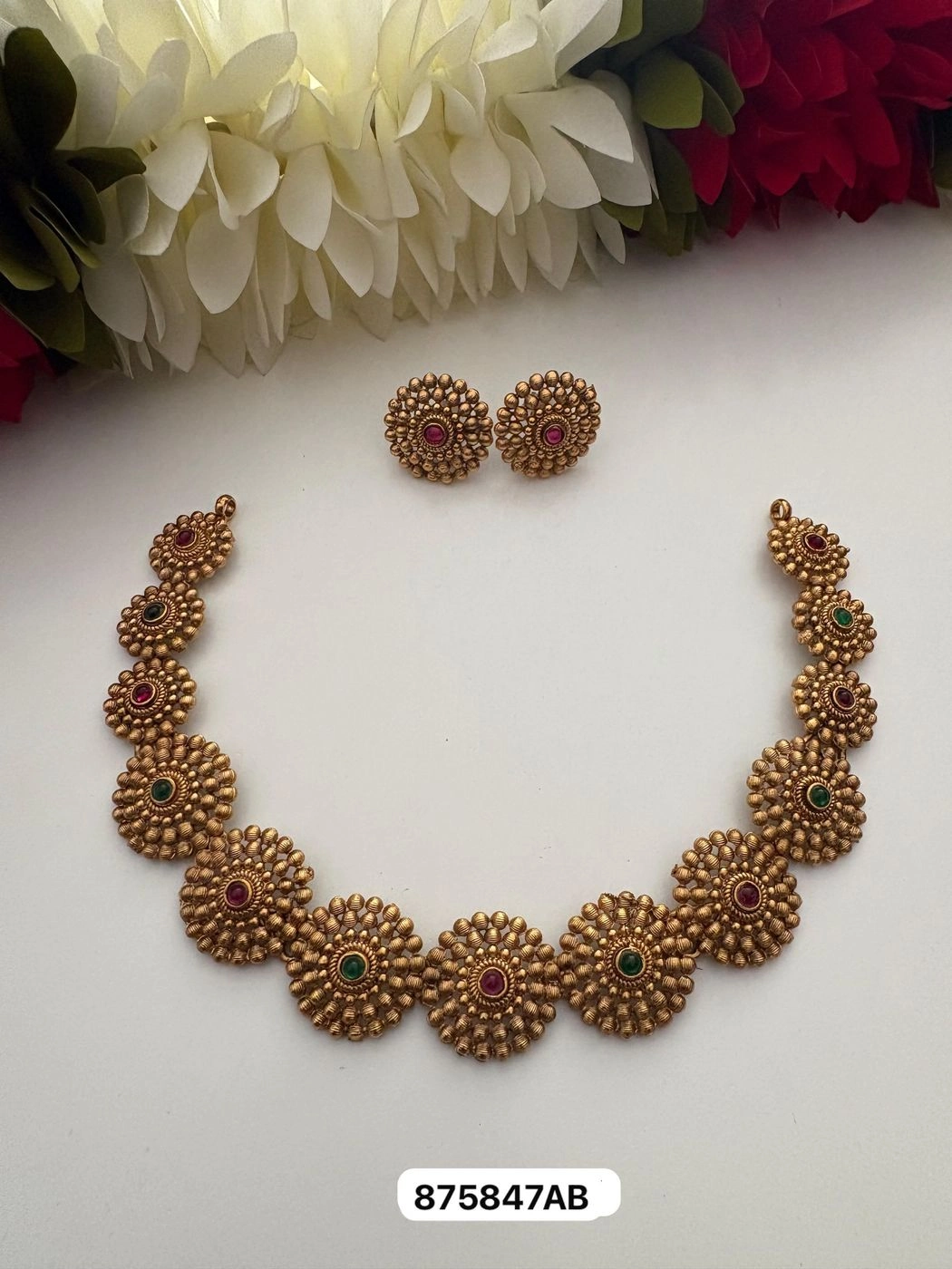 Royal Kavya Temple Coin Choker Necklace Set