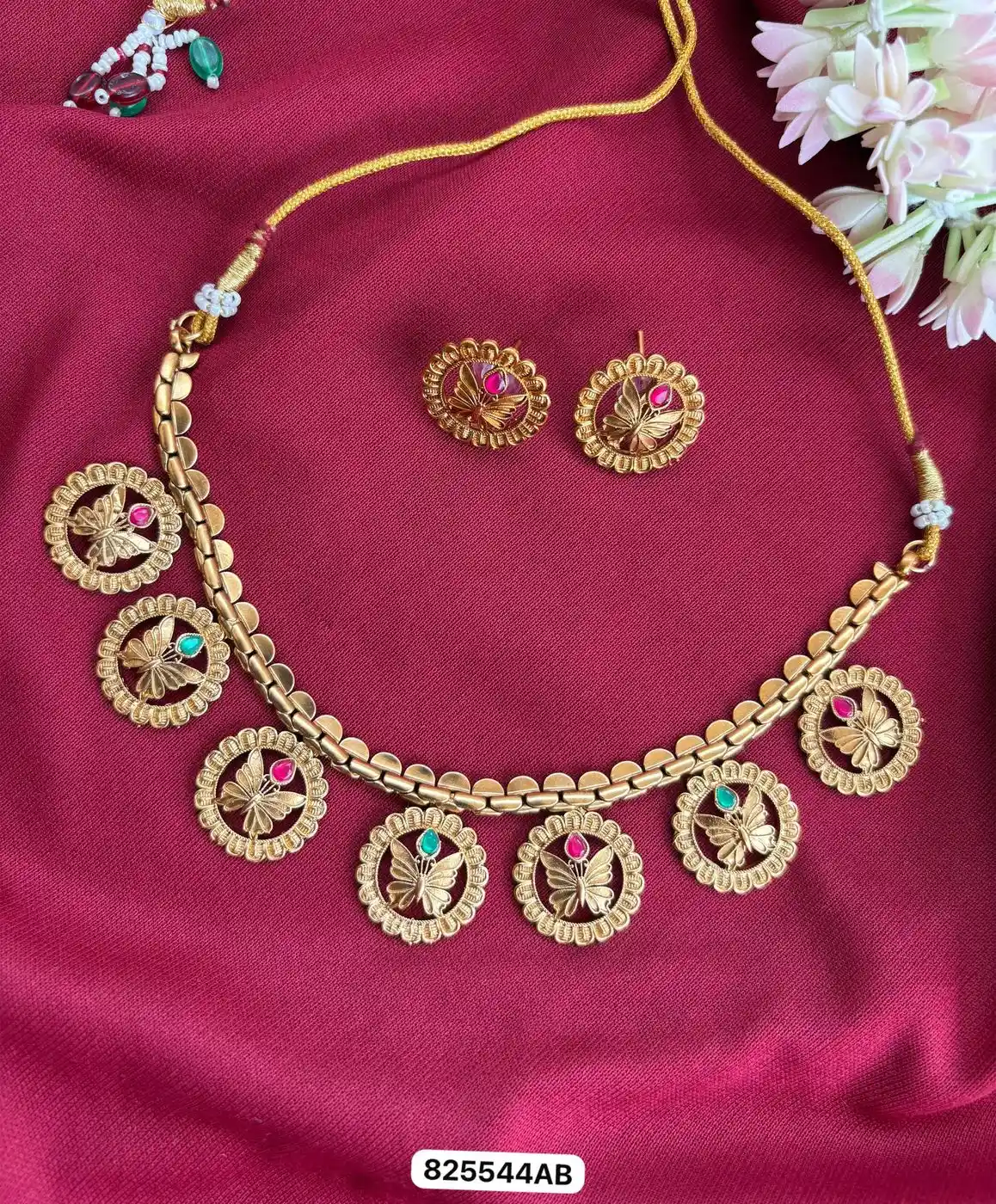 Butterfly Charm Gold Necklace Set