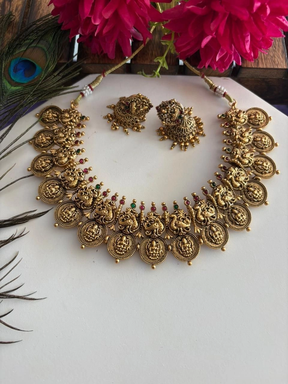 Royal Lakshmi Antique Temple Necklace Set