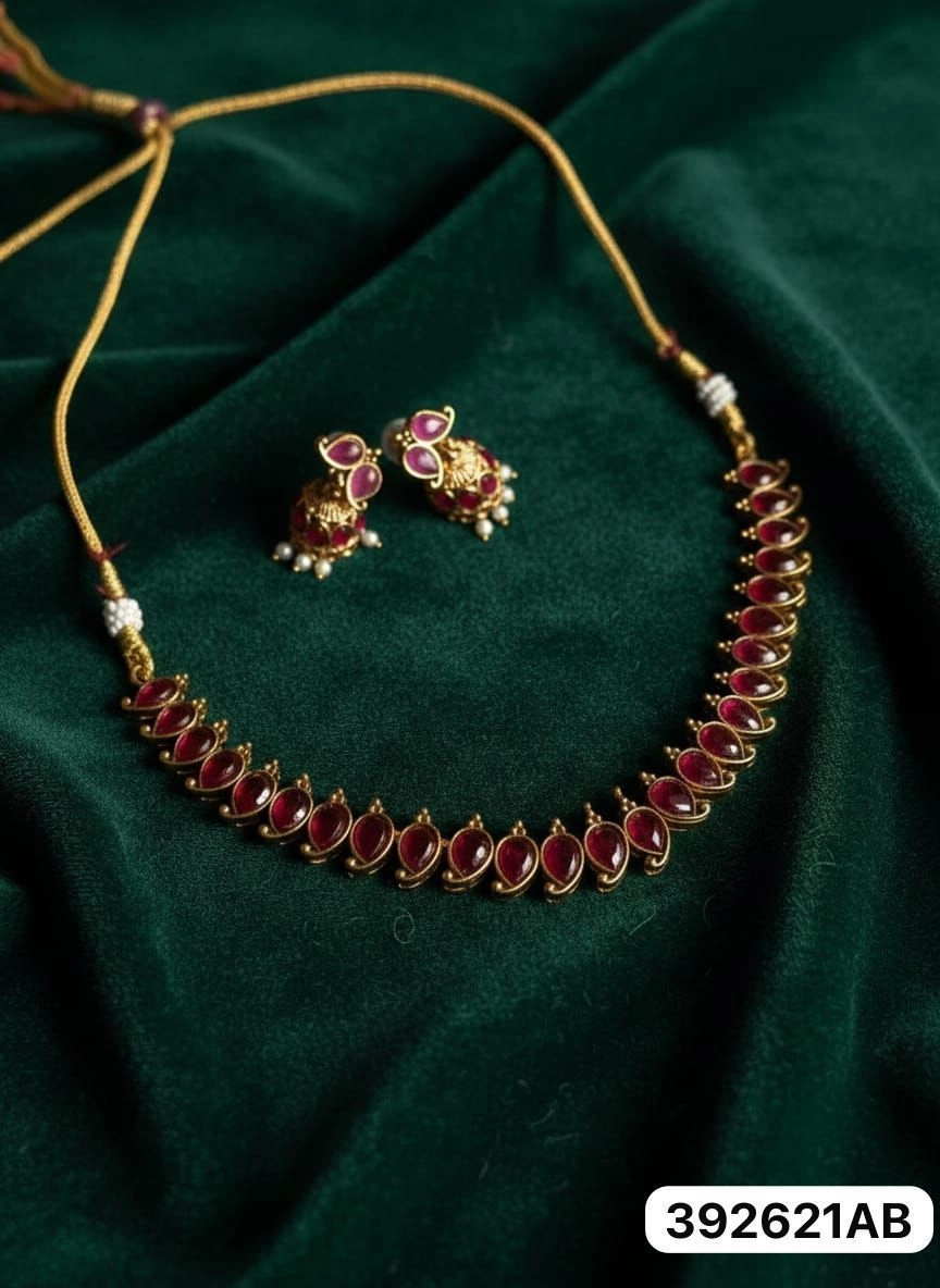 Royal Mango Stone Necklace Set – Premium Traditional Kerala Jewellery for Women