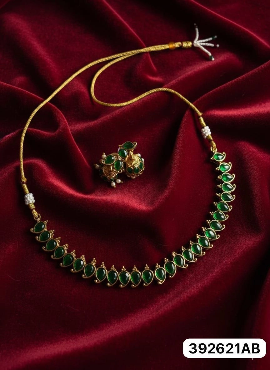 Royal Mango Stone Necklace Set – Premium Traditional Kerala Jewellery for Women