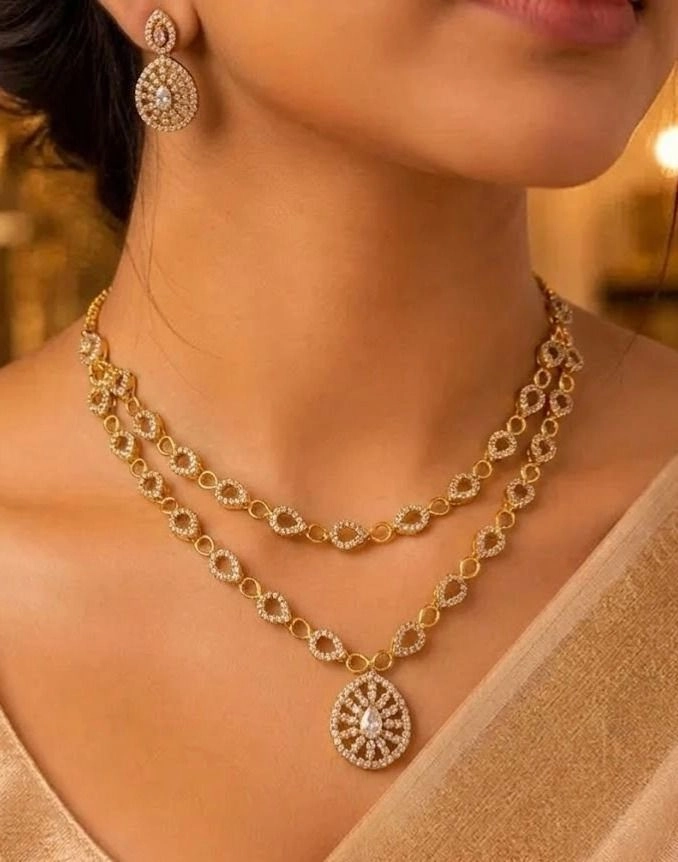 Royal Teardrop Stone Necklace Set 1