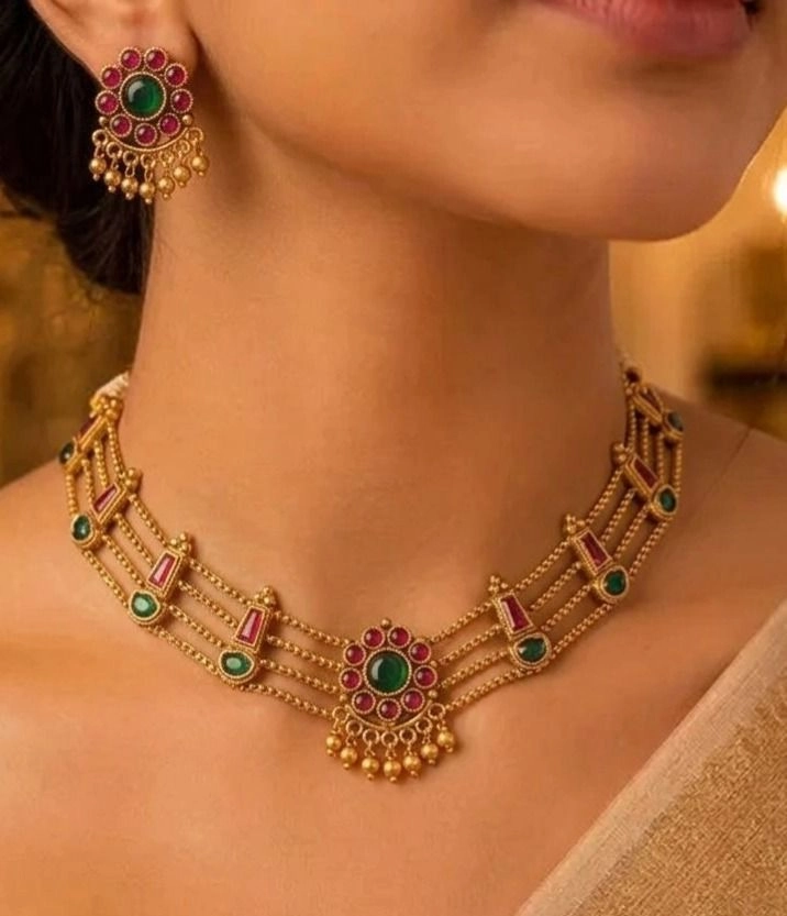 Emerald Ruby Antique Choker Set 1