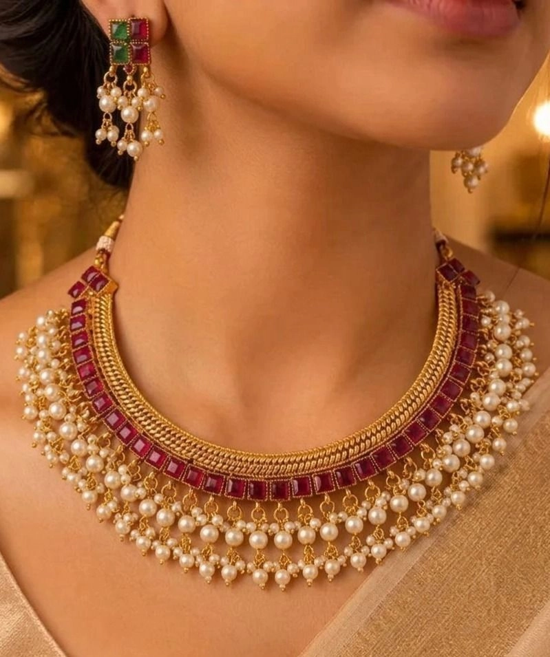 Vishu Special Reversible Pearl Choker 1