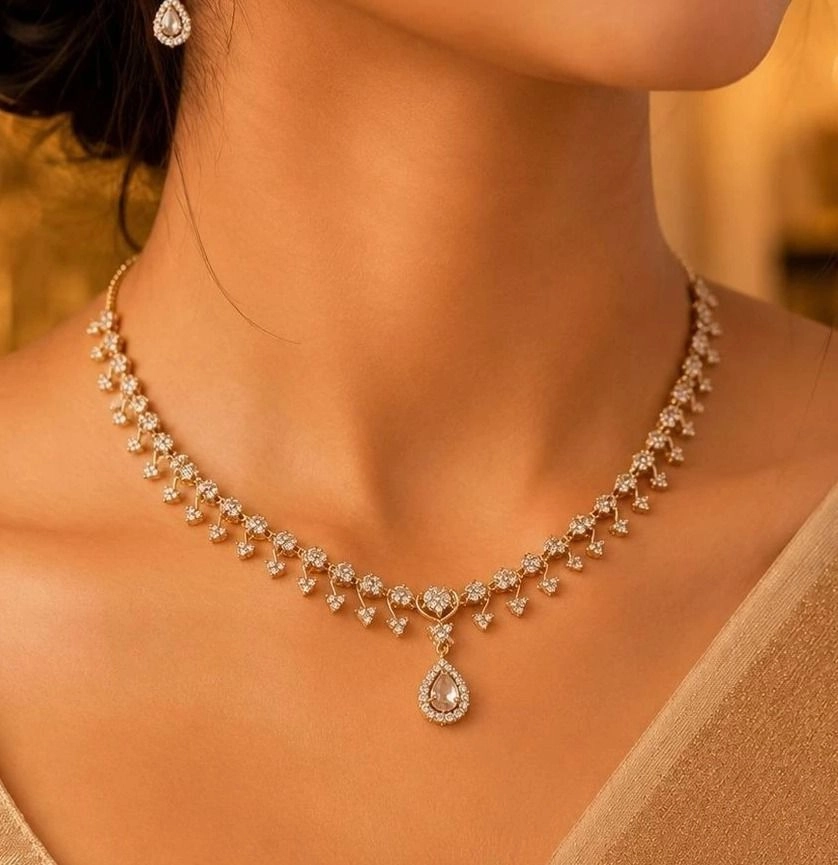Royal White Stone Necklace Set 1