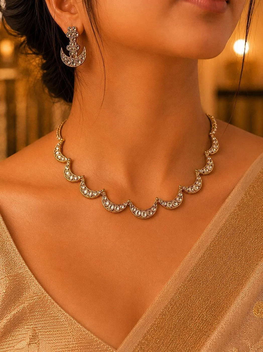 Chandrika Luxe Half Moon Necklace Set 1