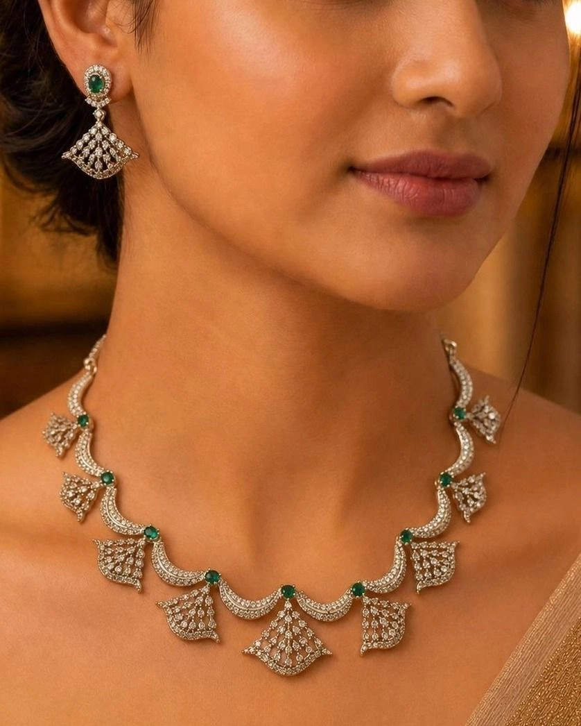 Emerald Grace Premium Stone Necklace Set 1