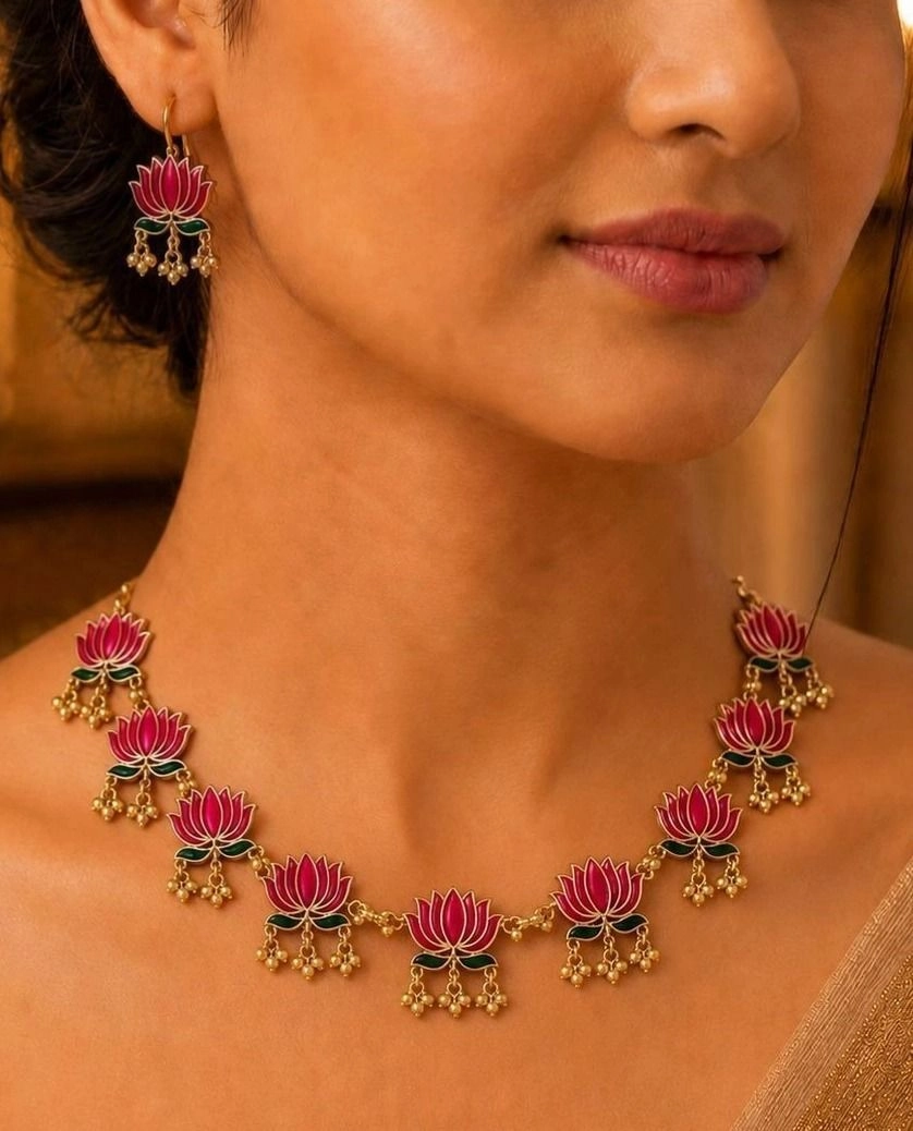 Lotus Bloom Beaded Necklace Set 1