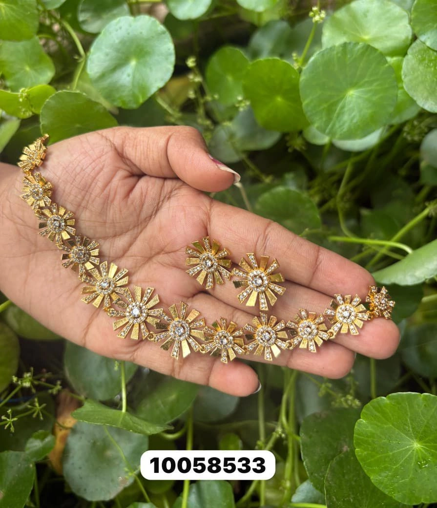 Radiant Sunburst Gold Finish Floral Bracelet with Premium AD Stones | Elegant Party Wear & Traditional Women's Jewellery 2
