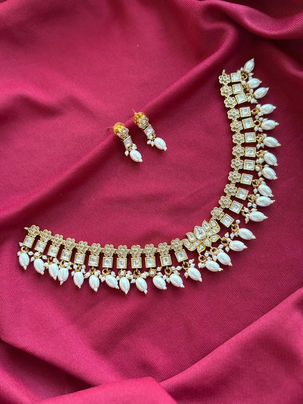 Tryloom Royal Pearl Kundan Necklace Set – Premium Gold Finish Wedding & Party Jewellery 2