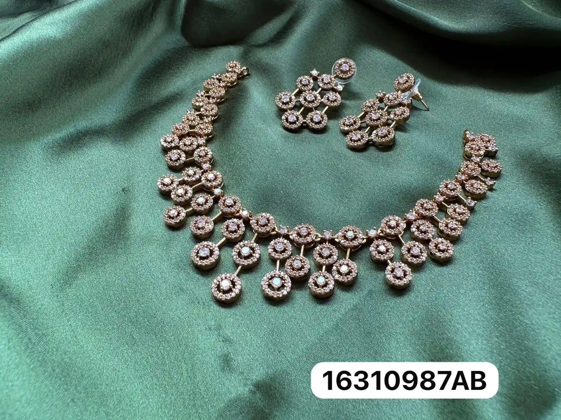 Tryloom Royal CZ Cascade Necklace Set – Premium Rose Gold Finish Party & Bridal Jewellery 2