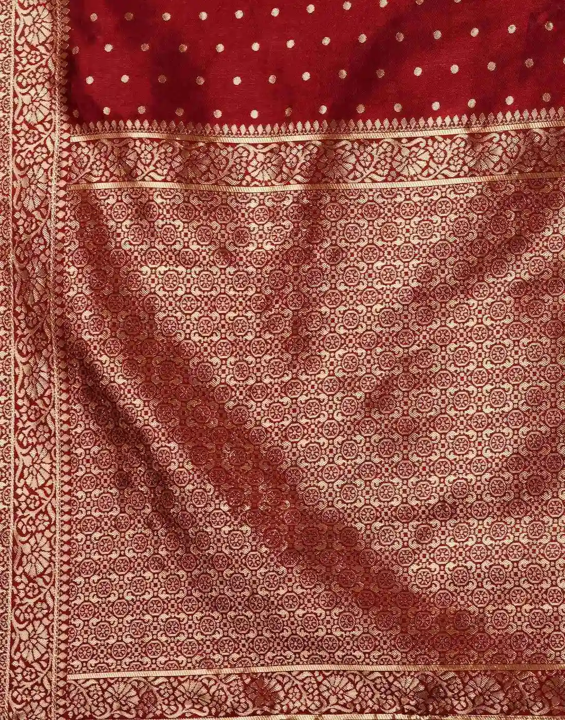 Tryloom Maroon Silk Woven Banarasi Saree 5