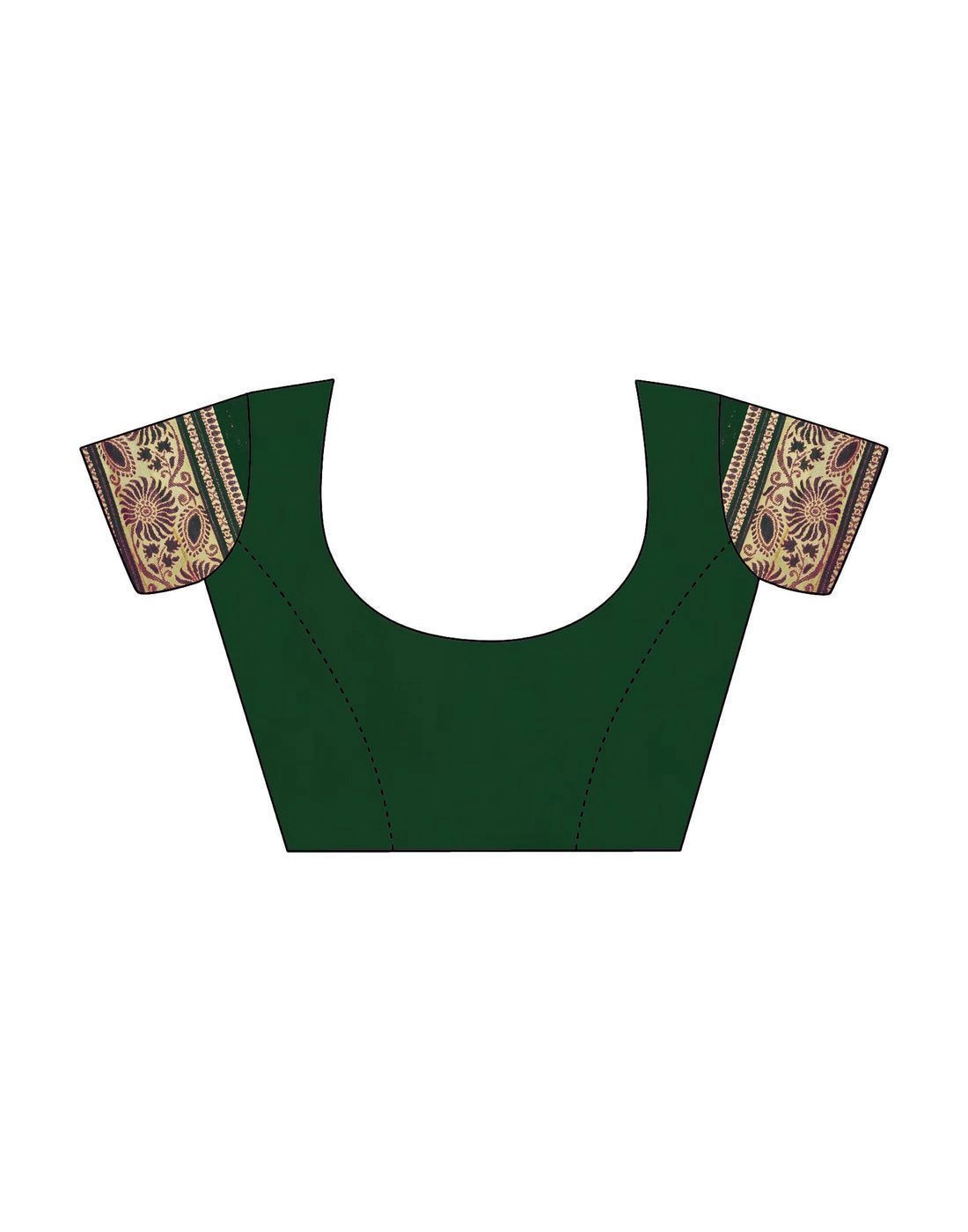 Tryloom Dark Green Silk Woven Banarasi Saree 6