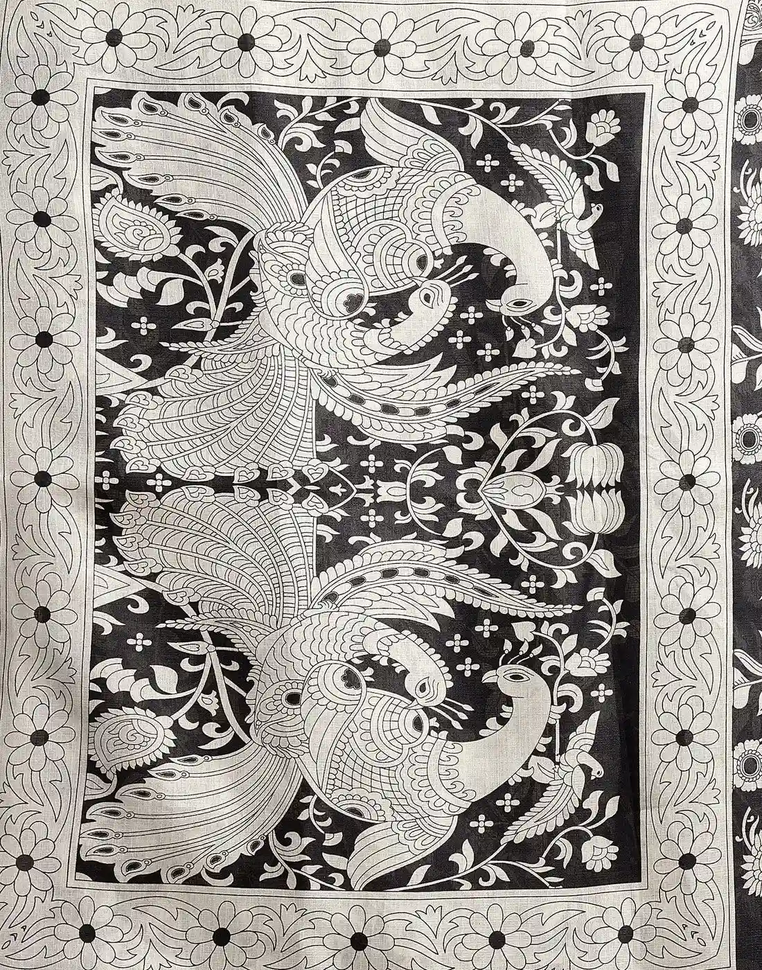 Tryloom Black Cotton Blend Printed Saree 9