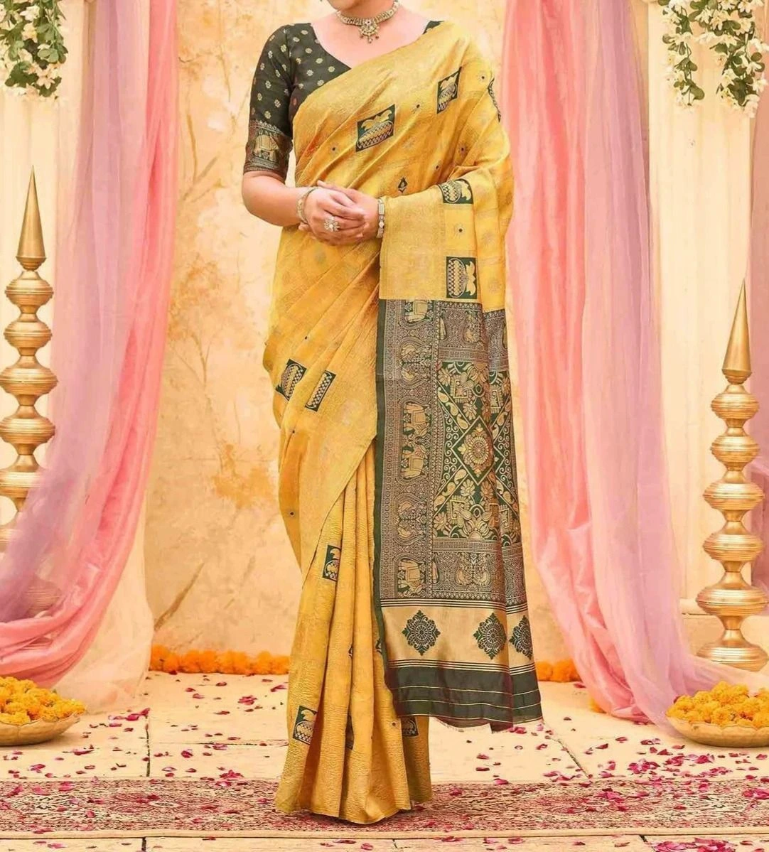 Tryloom Yellow Silk Woven Patola Saree 8