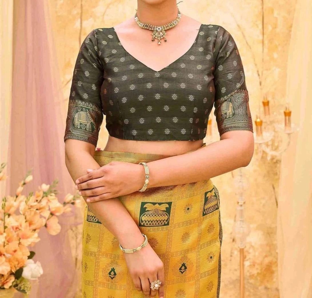 Tryloom Yellow Silk Woven Patola Saree 10