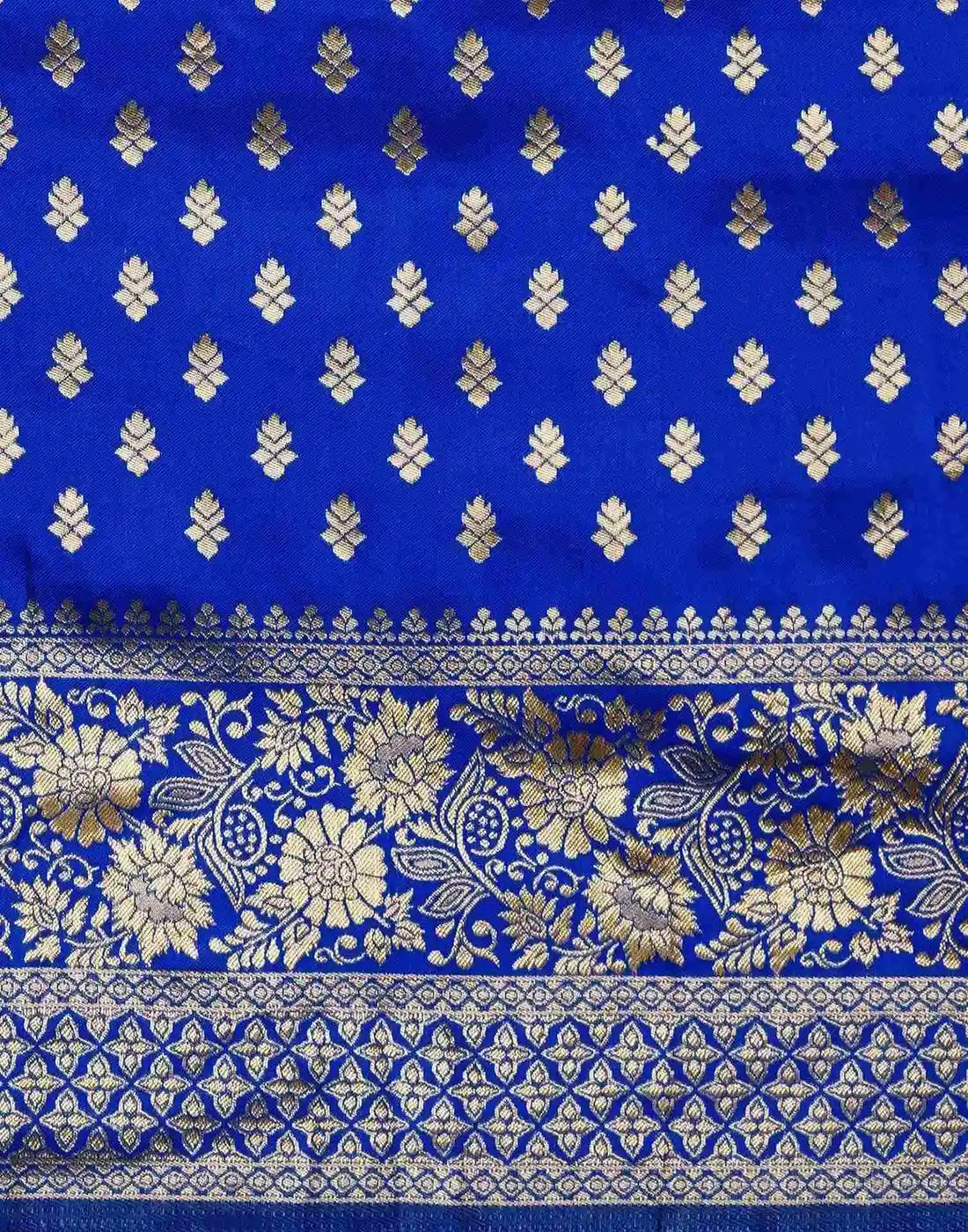 Tryloom Blue Silk Woven Banarasi Saree 8