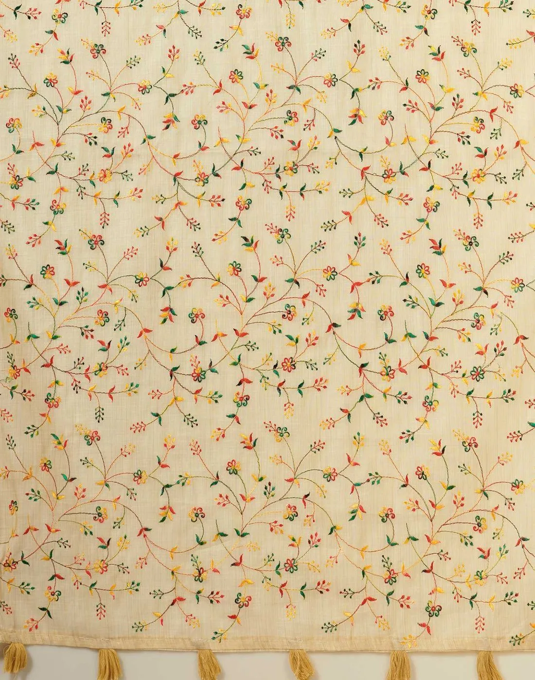 Tryloom Beige Linen Embroidery Onam Saree 6