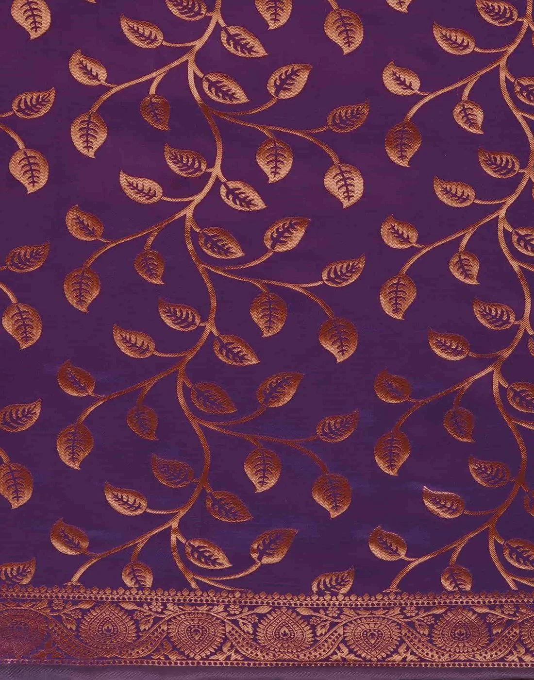 Tryloom Dark Purple Silk Woven Banarasi Saree 8