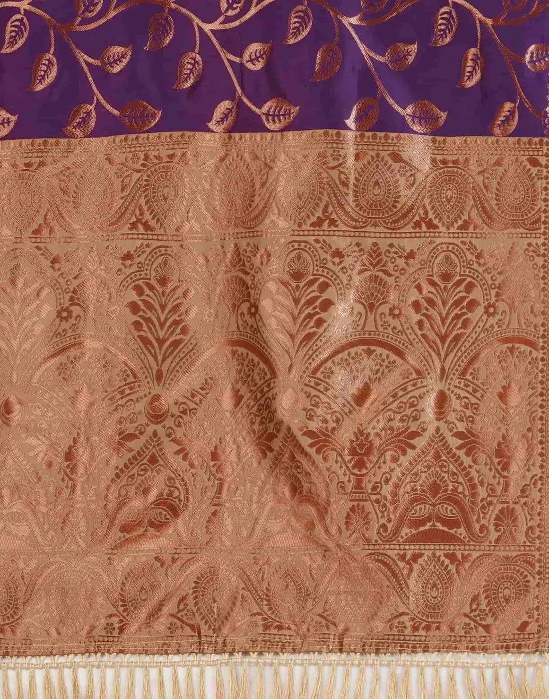 Tryloom Dark Purple Silk Woven Banarasi Saree 9