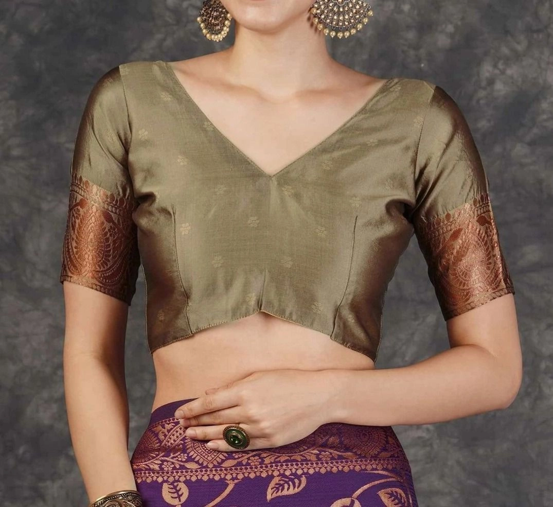 Tryloom Dark Purple Silk Woven Banarasi Saree 10