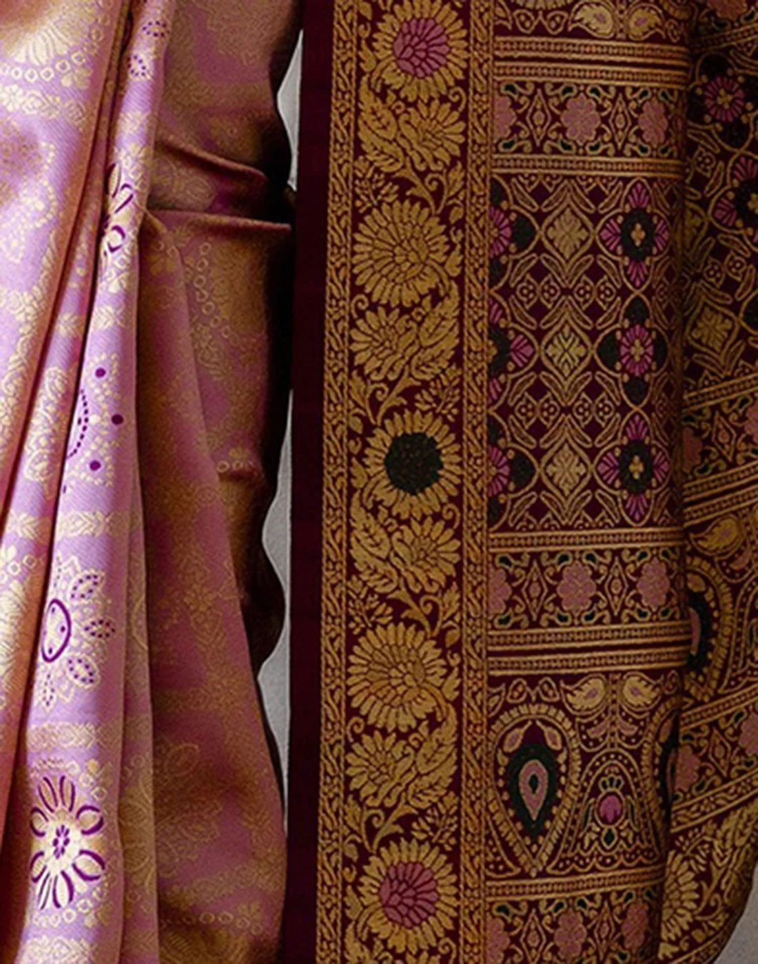 Tryloom Dusty Pink Silk Woven Patola Saree 10