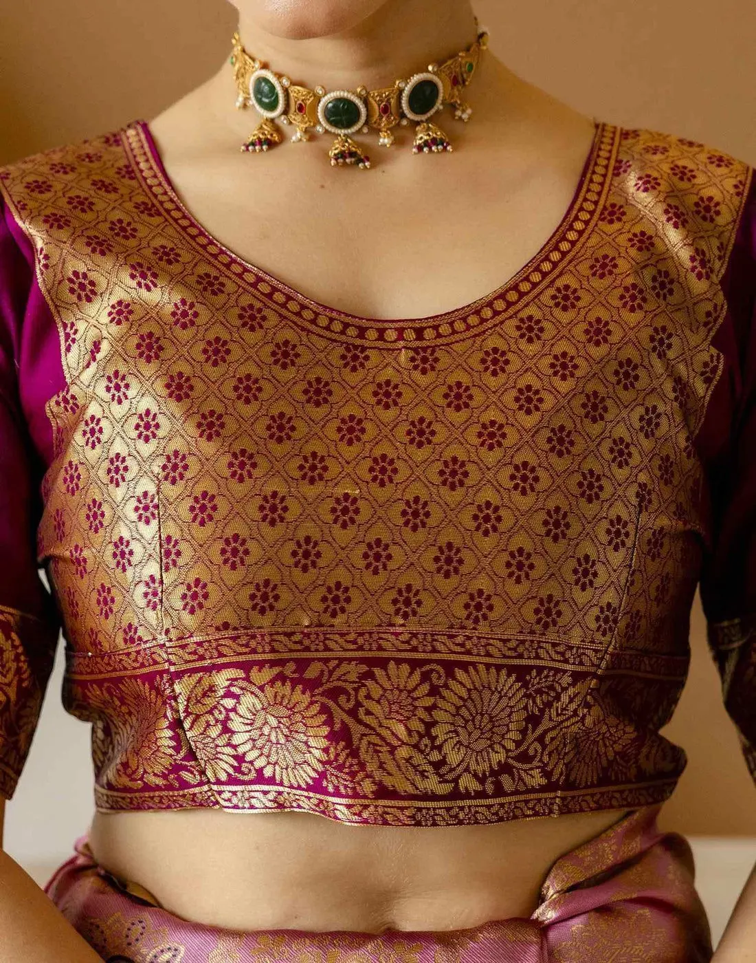 Tryloom Dusty Pink Silk Woven Patola Saree 11