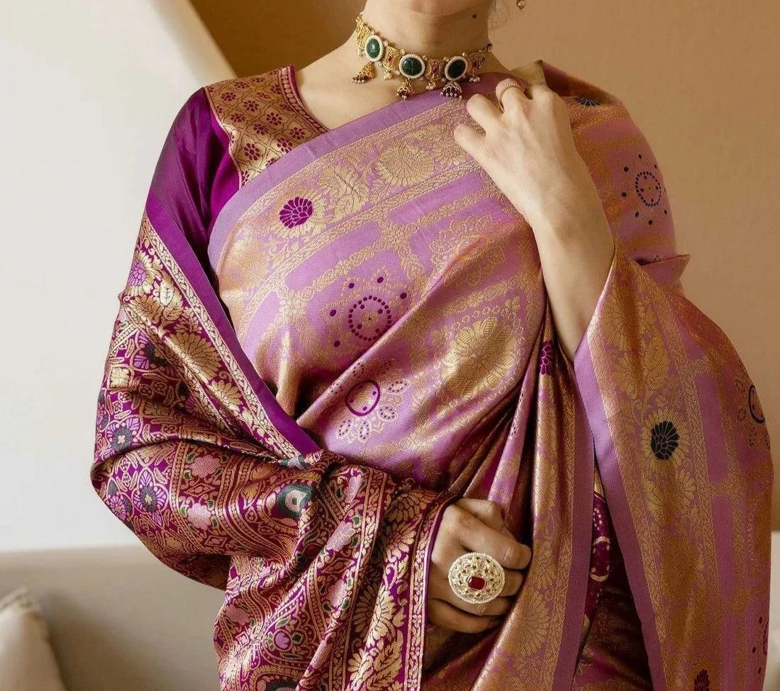 Tryloom Dusty Pink Silk Woven Patola Saree 5