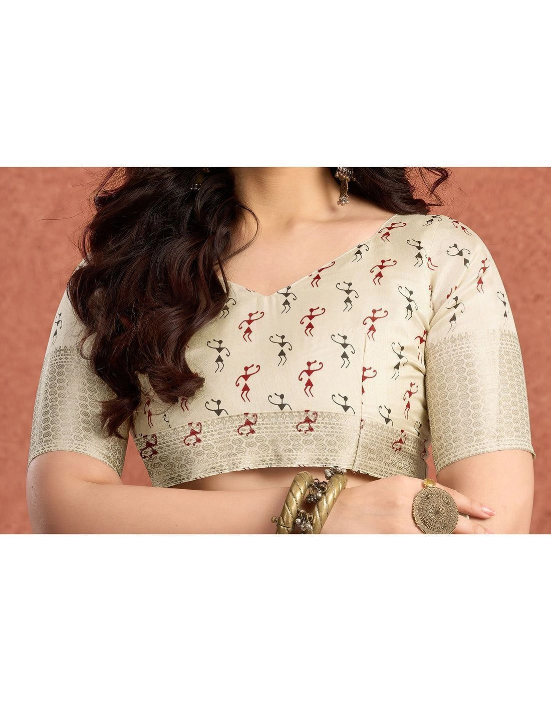 Tryloom Off White Silk Warli Printed Onam Saree 7