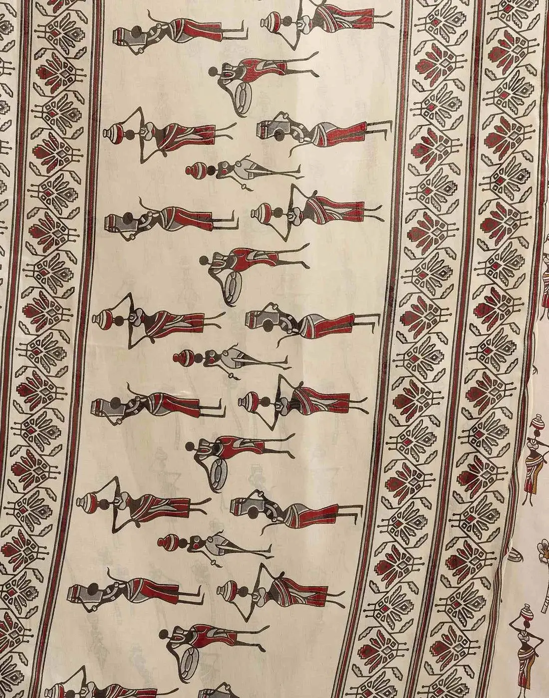 Tryloom Off White Silk Warli Printed Onam Saree 8