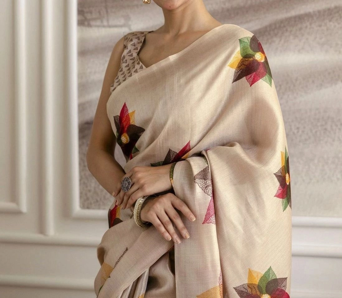 Tryloom Khadi Printed Onam Saree 6
