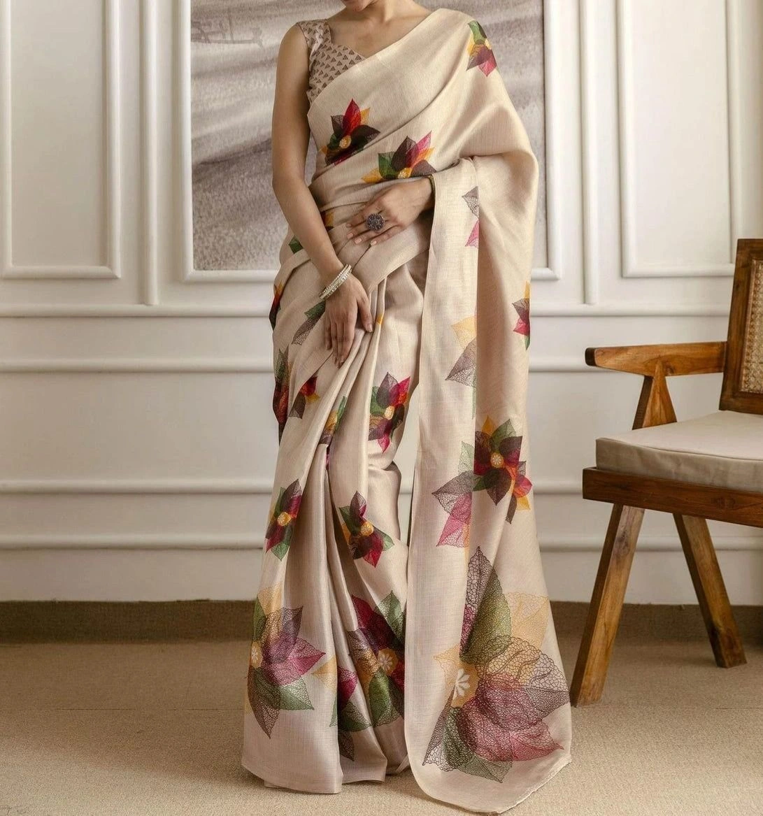 Tryloom Khadi Printed Onam Saree 7