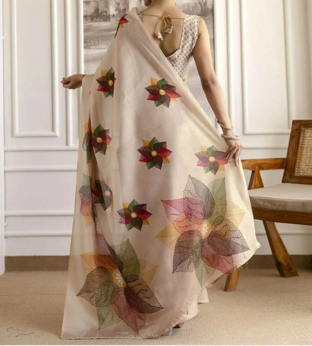 Tryloom Khadi Printed Onam Saree 8