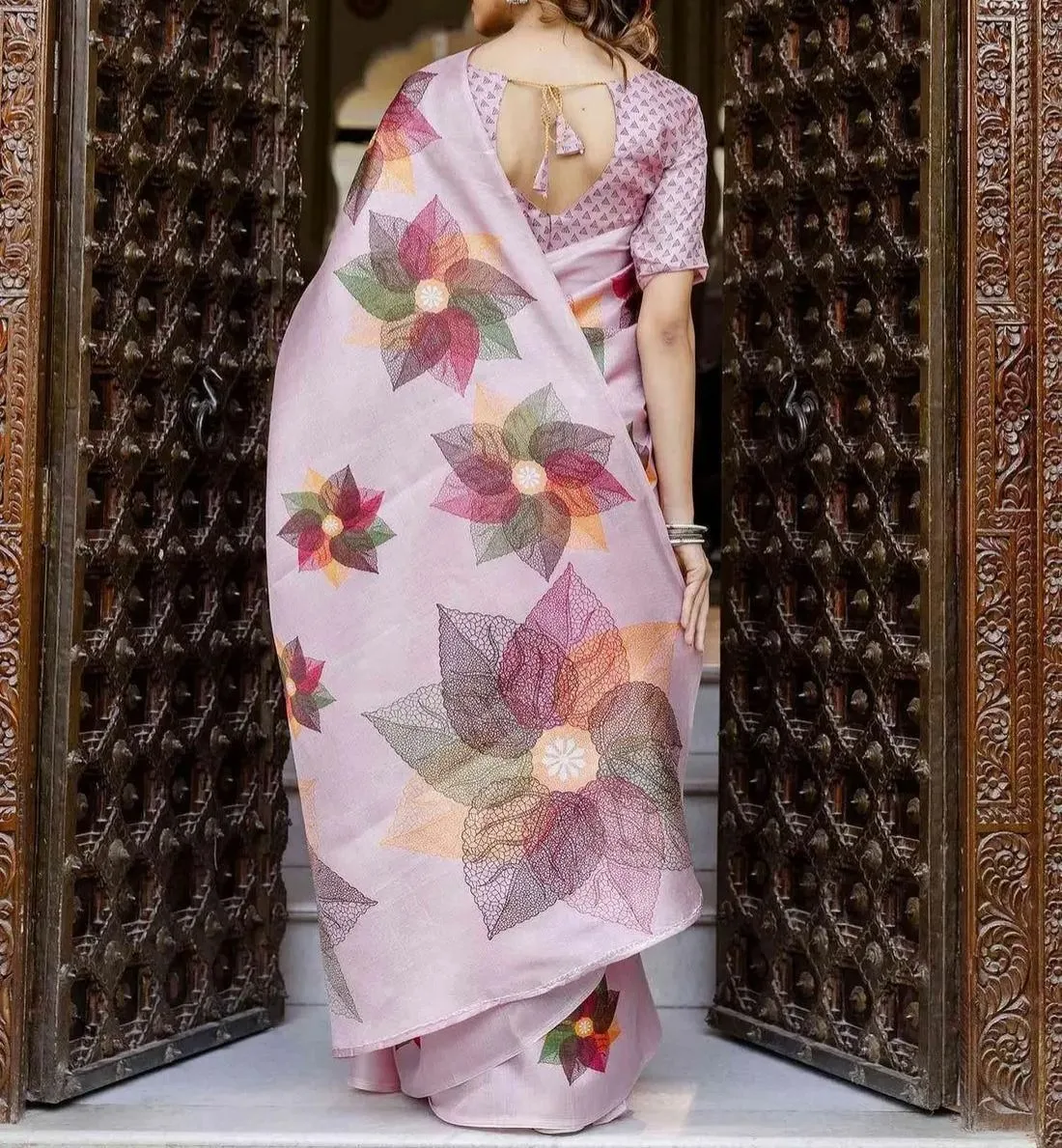 Tryloom Khadi Printed Onam Saree 11