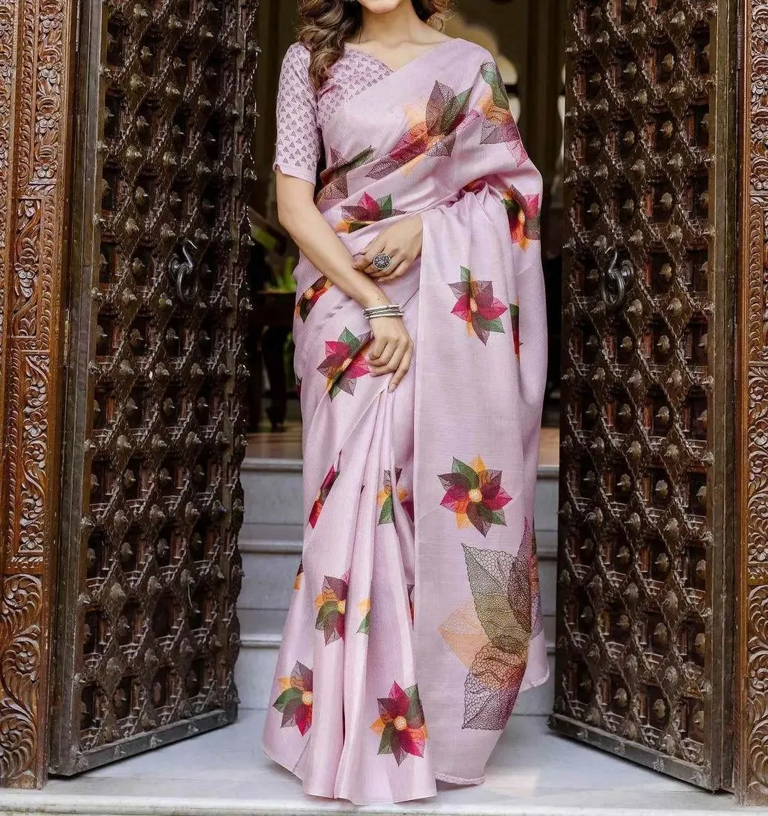 Tryloom Khadi Printed Onam Saree 4