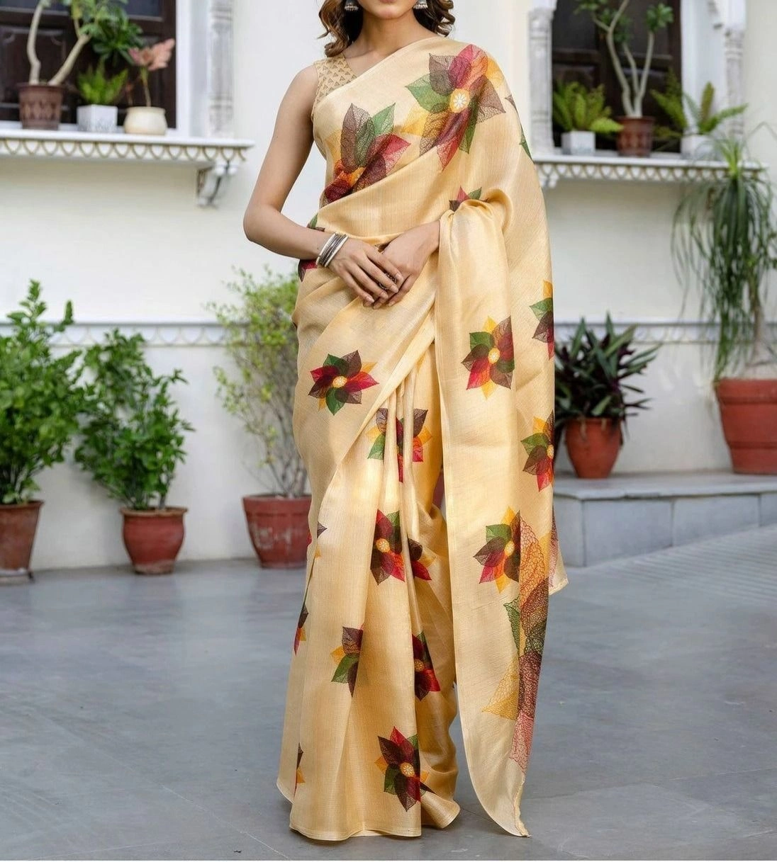 Tryloom Khadi Printed Onam Saree 3