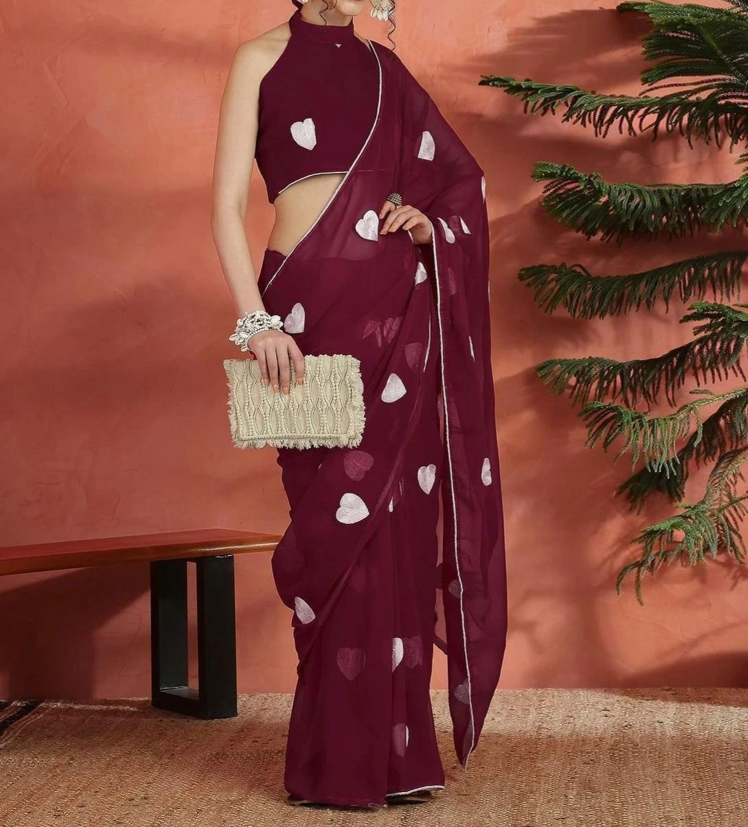 Tryloom Georgette Embroidery Saree 7