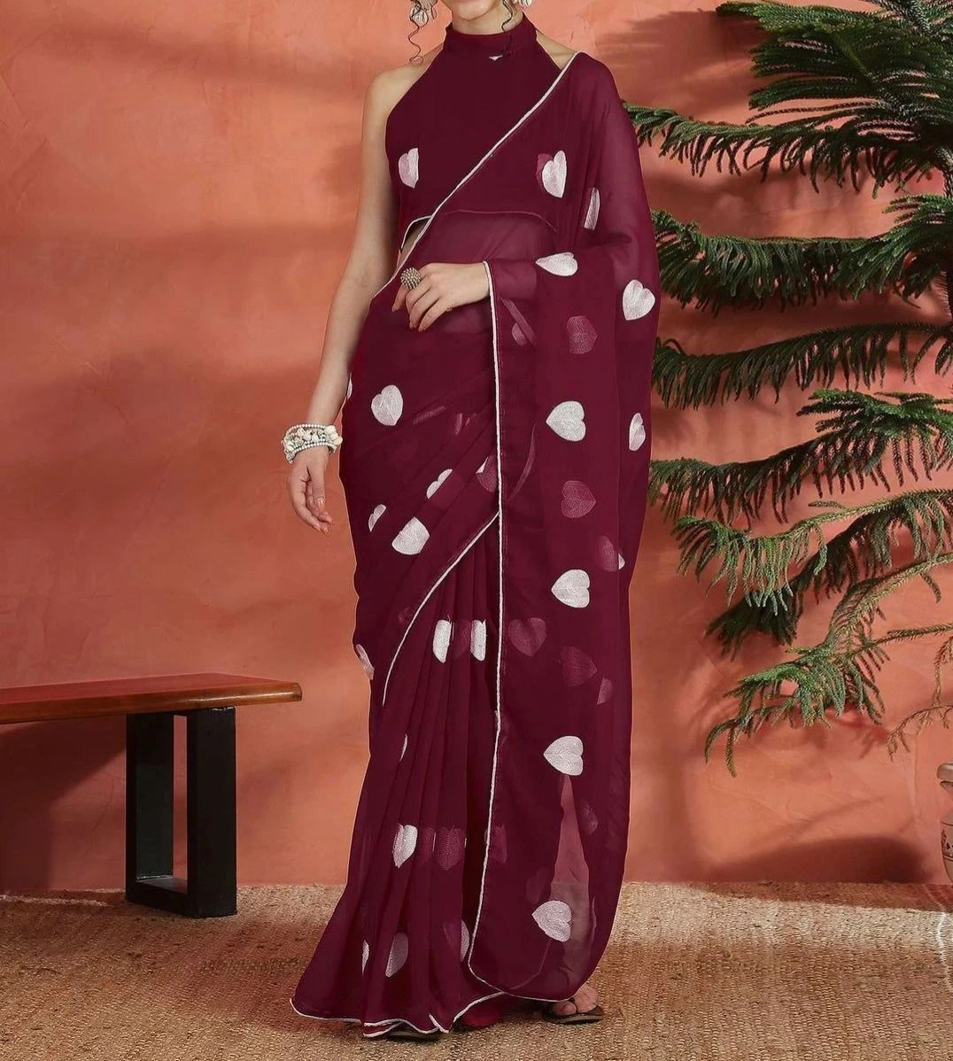 Tryloom Georgette Embroidery Saree 1