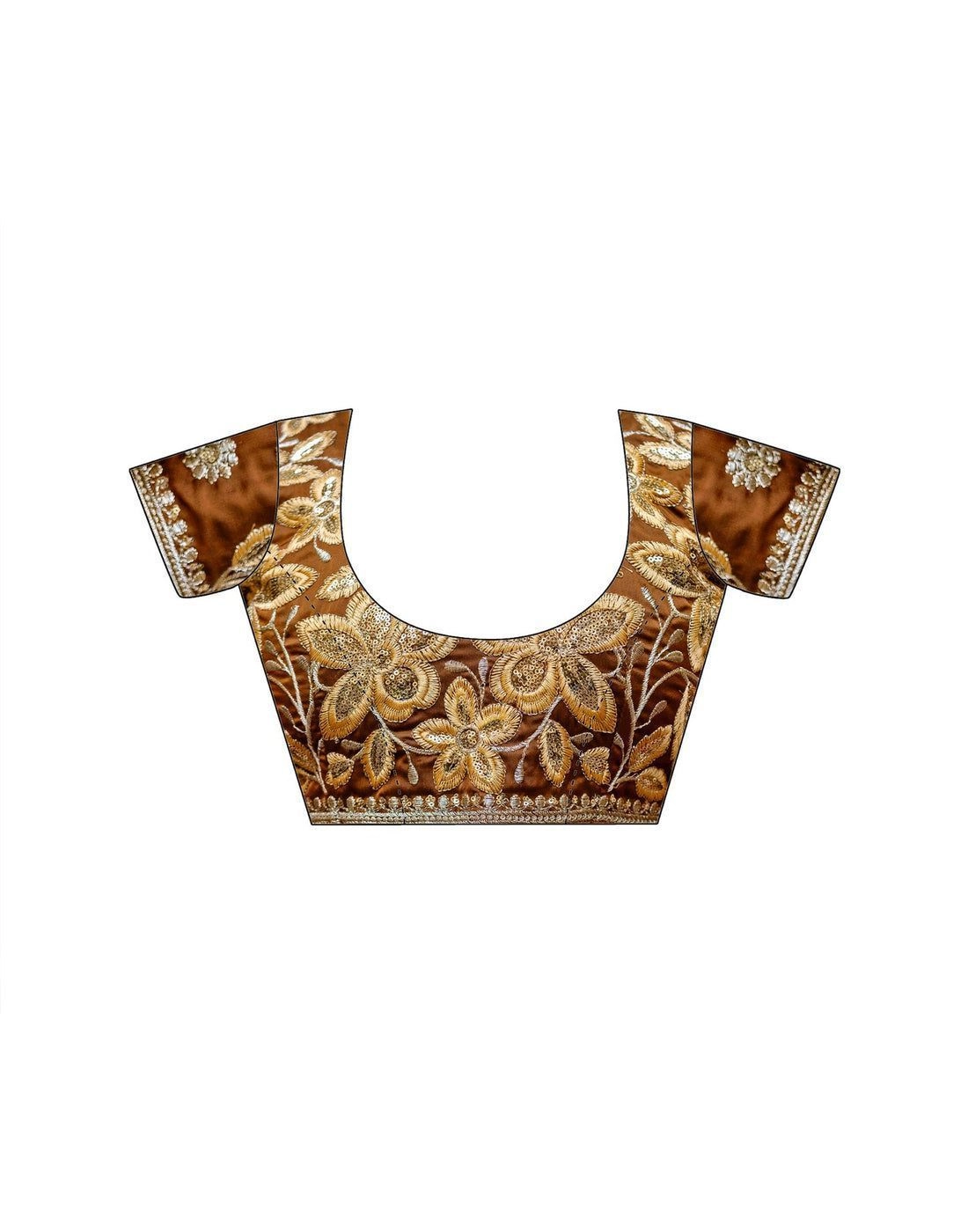 Tryloom Brown Silk Sequence Embroidery Lace Saree 14