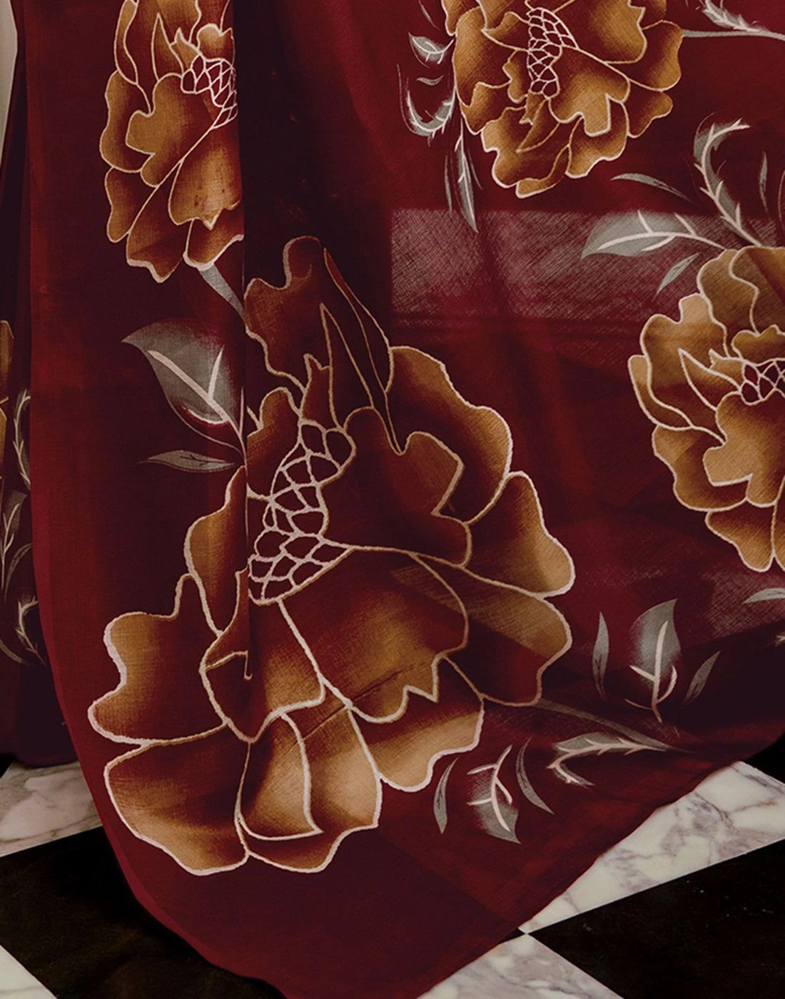 Tryloom Khadi Floral Printed Saree 16