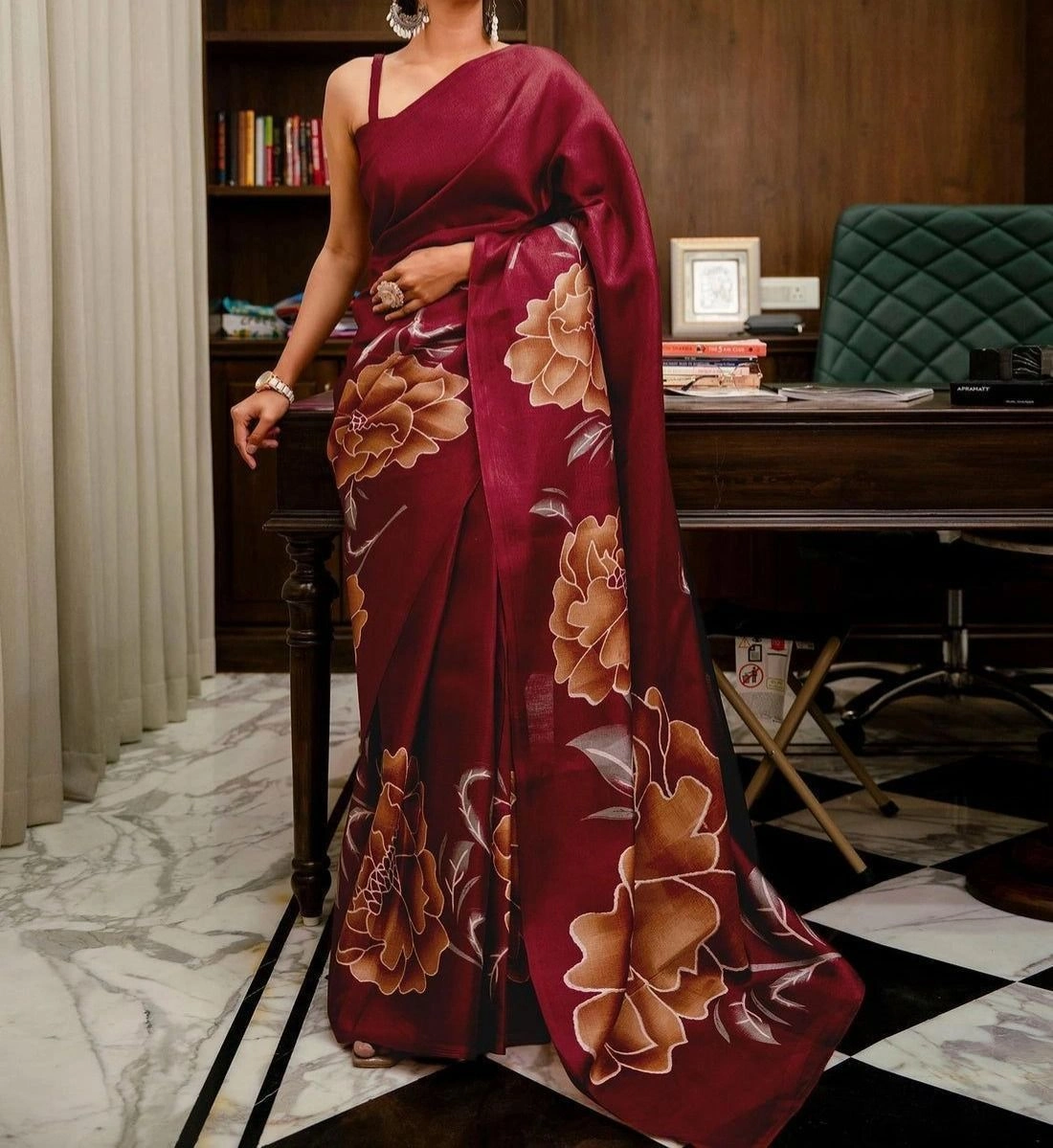Tryloom Khadi Floral Printed Saree 2