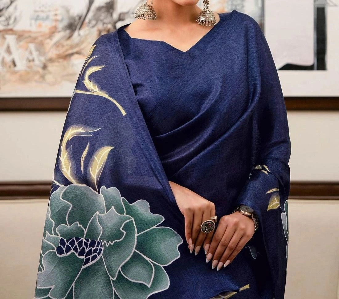 Tryloom Khadi Floral Printed Saree 5